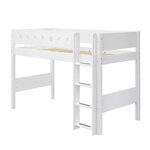 Flexa WHITE Lit sureleve avec echelle droite 90 x 200 cm Barriere de securite classique Blanc