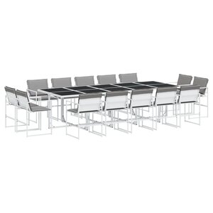 vidaXL Ensemble à manger de jardin avec coussins 15Pièces blanc textilène