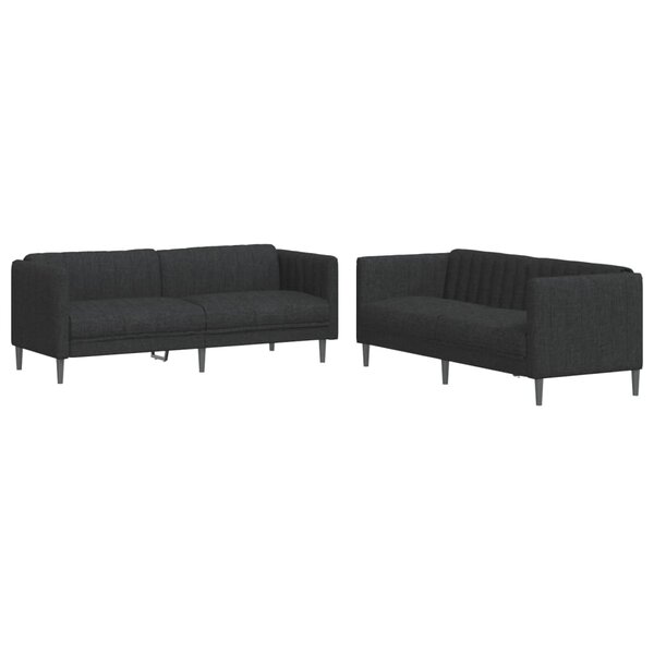 vidaXL Ensemble de canapés 2 Pièces noir tissu