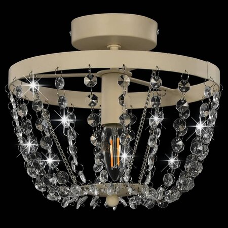 Icaverne - Lampes Distingué Plafonnier avec perles de cristal Blanc Rond E14