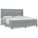 Lit à ressorts box avec matelas gris clair 200x200 cm en tissu