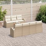 vidaXL Ensemble de canapé de jardin 8 Pièces Beige Poly rotin