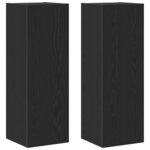 vidaXL Meuble TV mural 2 Pièces Chêne noir 30 5 x 30 x 90 cm