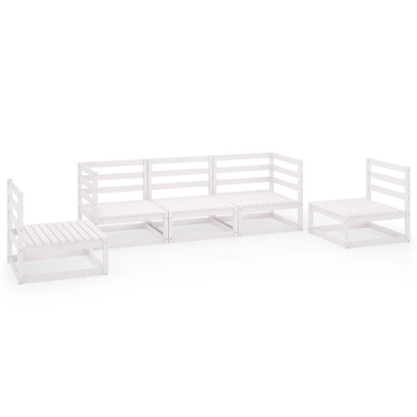 vidaXL Salon de jardin 5 Pièces Blanc Bois de pin massif