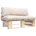 vidaXL Canapé de jardin palette avec coussins sable Pinède