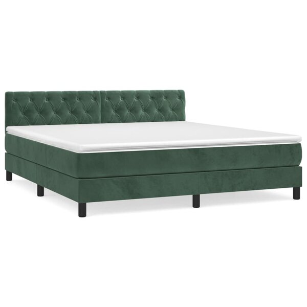 vidaXL Sommier à lattes de lit et matelas Vert foncé 160x200cm Velours