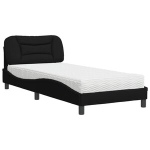vidaXL Lit avec matelas Hvar noir 90x200 cm tissu