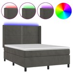 vidaXL Sommier à lattes de lit matelas et LED Gris foncé 140x200 cm