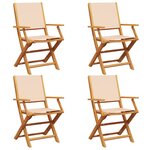 vidaXL Chaises de jardin pliantes lot de 4 beige tissu et bois massif