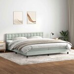 vidaXL Sommier à lattes de lit et matelas et LED gris clair 180x220cm velours
