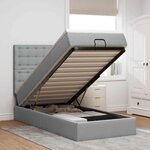 vidaXL Lit ottoman avec matelas gris clair 90x200 cm tissu