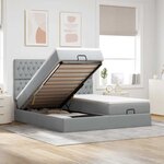 VidaXL Cadre de lit ottoman et matelas gris clair 180x200cm tissu