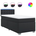 vidaXL Sommier à lattes de lit avec matelas Noir 90x200 cm Similicuir