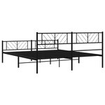 vidaXL Cadre de lit métal sans matelas avec pied de lit noir 180x200cm