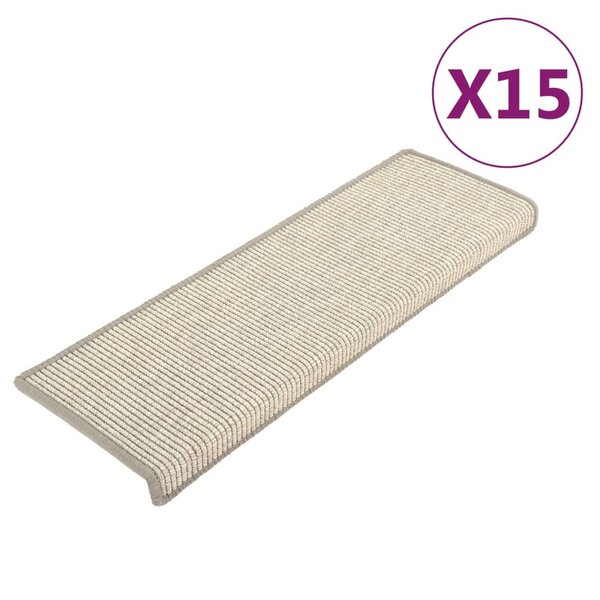vidaXL Tapis d'escalier 15 pièces 65 x 21 x 4 cm Argent Bord rectangulaire