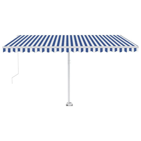 vidaXL Auvent manuel rétractable sur pied 450x300 cm Bleu et blanc