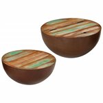 vidaXL Tables basses en forme de bol 2 Pièces bois de récupération massif