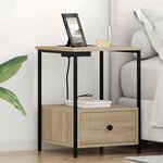 vidaXL Table de nuit avec station de chargement Chêne sonoma