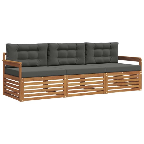 vidaXL Ensemble de canapés d'extérieur 3 pc Naturel et Anthracite