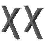 vidaXL Pieds de table à manger en forme de X 2 pièces Anthracite 90 x (72-73) cm Acier