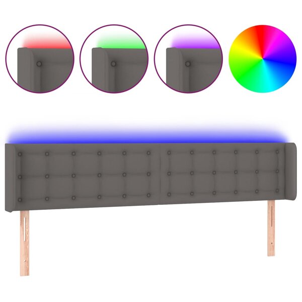 vidaXL Tête de lit à LED Gris 183x16x78/88 cm Similicuir