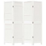 vidaXL Cloison de séparation 4 panneaux blanc bois de paulownia massif