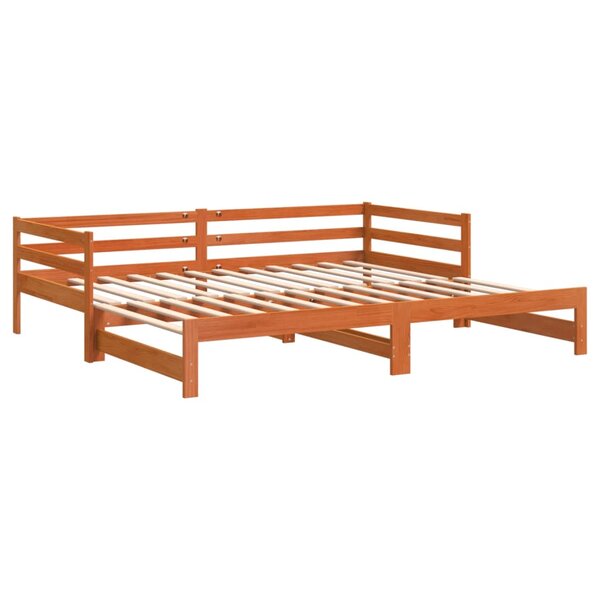 vidaXL Lit de jour avec lit gigogne cire marron 90x190 cm pin massif