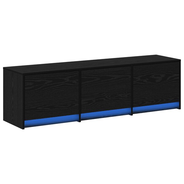 vidaXL Meuble TV avec LEDs Chêne Noir 140x34x40 cm Bois d'ingénierie