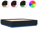 vidaXL Cadre de lit avec lumières LED noir 200x200cm bois d'ingénierie