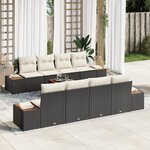 9 pièces en ensemble de canapés de jardin avec coussins en rotin noir