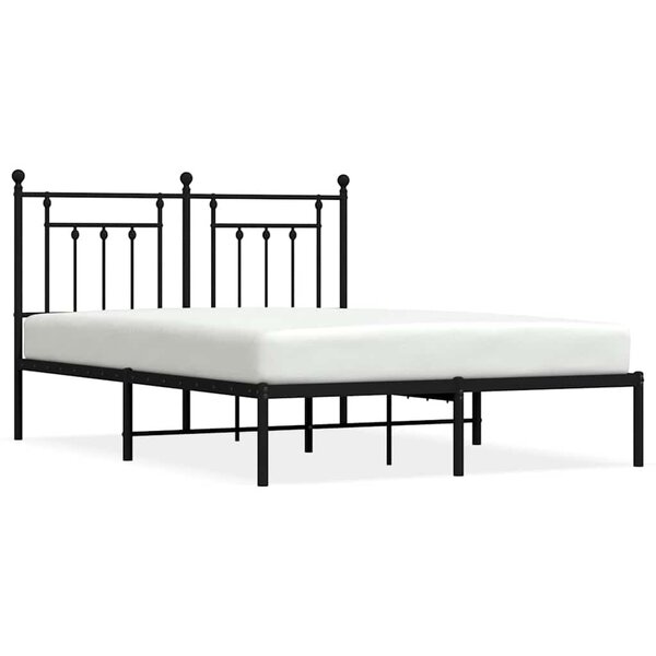 vidaXL Cadre de lit métal sans matelas avec tête de lit noir 140x200cm
