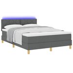 vidaXL Lit à ressort LED avec matelas Gris foncé 140 x 200 cm tissu