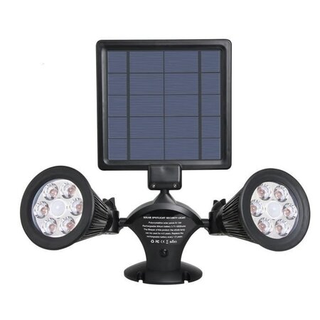 LUMISKY Projecteur double spot solaire extérieur étanche avec détecteur- 12 LEDs - 600 Lm