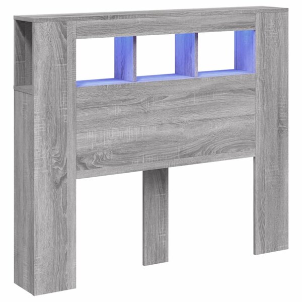 vidaXL Tête de lit à LED sonoma gris 120x18 5x103 5 cm bois ingénierie