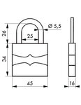 SP - Cadenas à clé AUTO22  45mm  anse acier zingué  2 clés