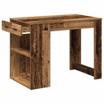 vidaXL Bureau avec tiroir et étagère vieux bois bois d'ingénierie