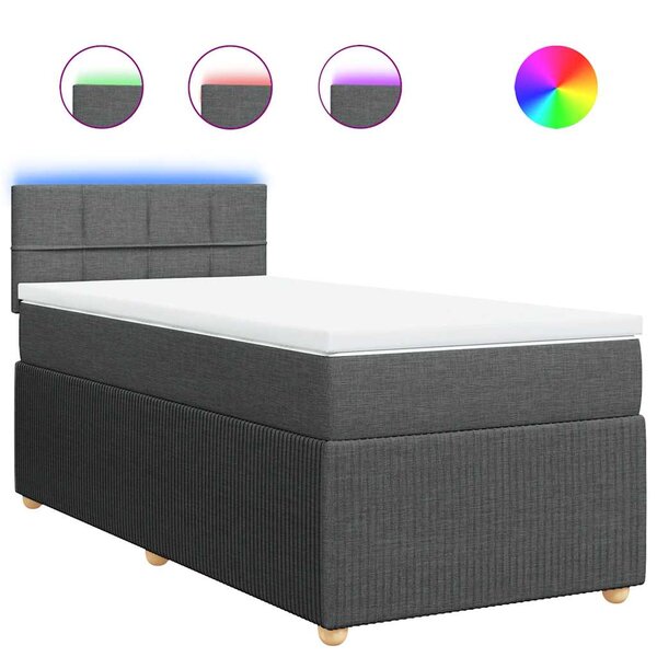 vidaXL Sommier à lattes de lit et matelas Gris foncé 90x190 cm Tissu