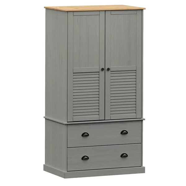 vidaXL Garde-robe VIGO gris 90x55x170 cm bois massif de pin