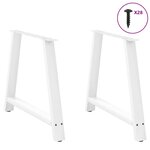 vidaXL Pieds de table à manger en forme de A 2 pièces Blanc 90 x (72-73) cm Acier