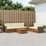 vidaXL Ensemble de canapés d'extérieur 6 Pièces Naturel et Crème