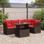 vidaXL Salon de jardin avec coussins 6Pièces marron résine tressée acacia
