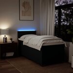 vidaXL Sommier à lattes de lit avec matelas Noir 90x200 cm Tissu