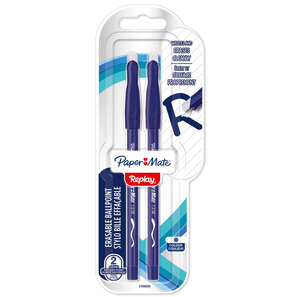 Paper mate replay - 1 stylo bille gommable - bleu - pointe moyenne 1.0mm - sous blister