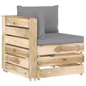 vidaXL Canapé d'angle sectionnel avec coussins Bois imprégné de vert