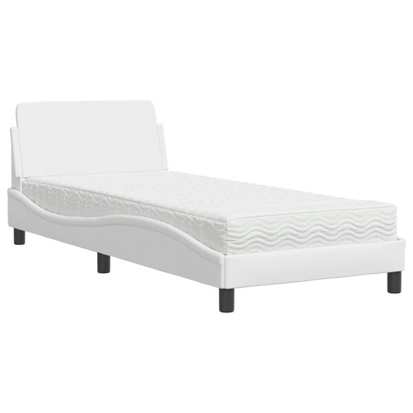 vidaXL Lit avec matelas blanc 90x190 cm similicuir