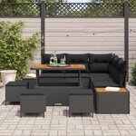vidaXL Ensemble de canapé de jardin avec coussin 9 Pièces Noir Poly rotin