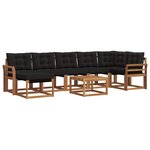 vidaXL Ensemble de canapés d'extérieur 8 pc Naturel et Noir