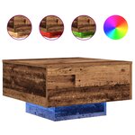 Table basse vidaXL avec lumières LED en bois vieilli 55x55x31 cm