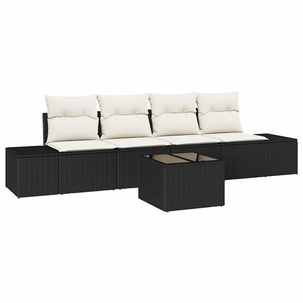 vidaXL Ensemble de canapé de jardin 5 Pièces Noir  Crème 55 x 55 x 37 cm