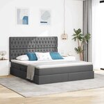 vidaXL Lit de Rangement Gris foncé 160 x 200 cm Cuir synthétique